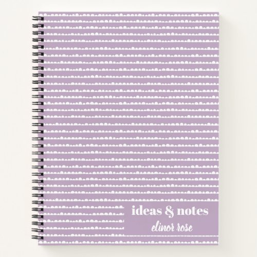 Modern Trendy White Stripes on Dusty Purple Notebook