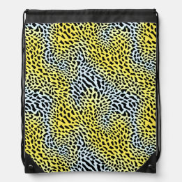 Modern Trendy Wild Yellow Black Leopard Pattern Drawstring Bag