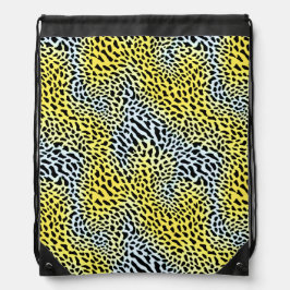Modern Trendy Wild Yellow Black Leopard Pattern Drawstring Bag