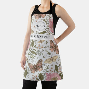 Modern Trendy Wildflower Botanical Floral Monogram Apron
