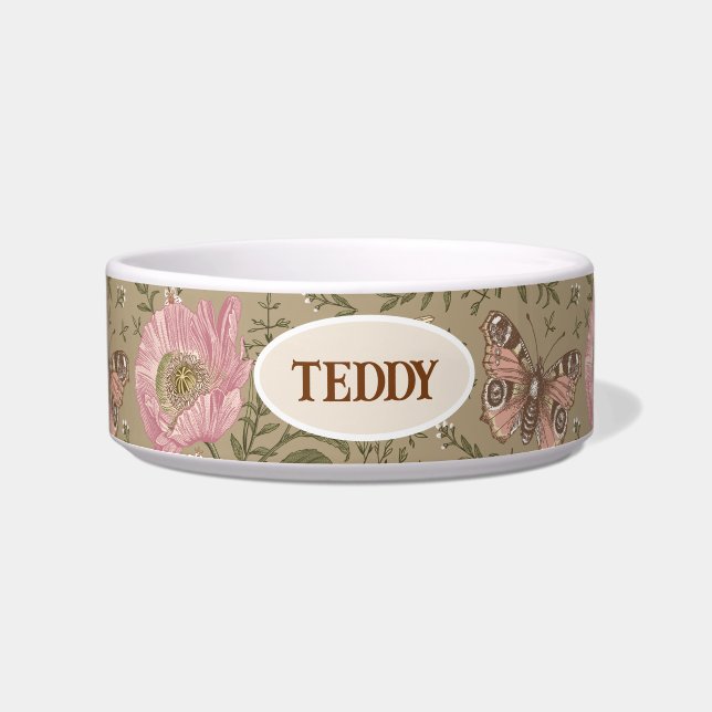 Modern Trendy Wildflower Botanical Floral Monogram Bowl (Front)