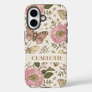 Modern Trendy Wildflower Botanical Floral Monogram iPhone 16 Case