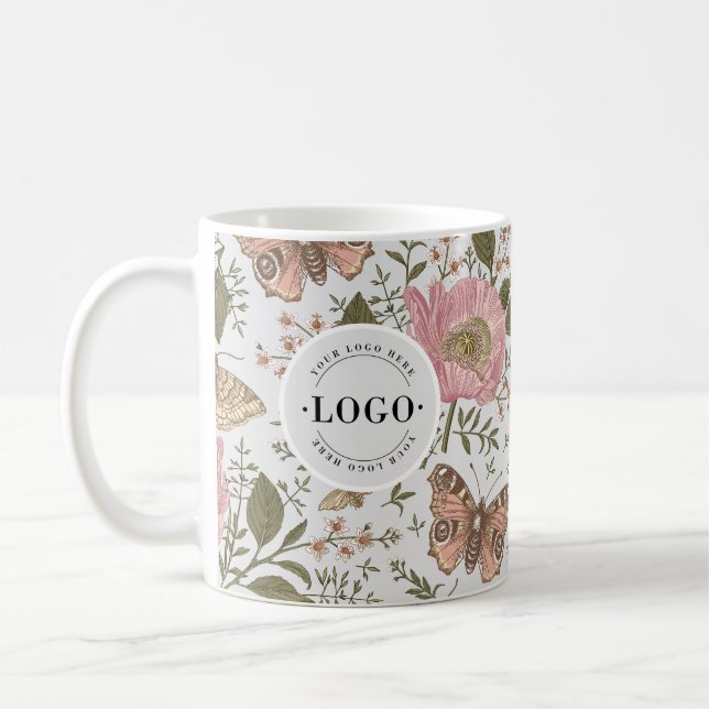 Modern Trendy Wildflower Botanical Floral Monogram Coffee Mug (Left)