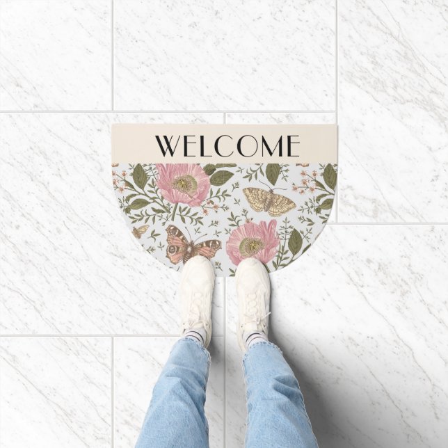 Modern Trendy Wildflower Botanical Floral Monogram Doormat (Indoor)