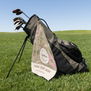 Modern Trendy Wildflower Botanical Floral Monogram Golf Towel