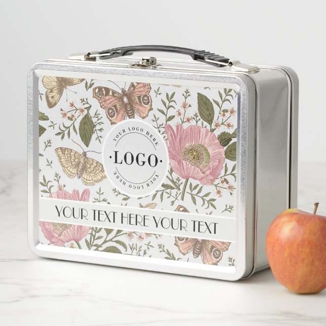 Modern Trendy Wildflower Botanical Floral Monogram Metal Lunch Box (In Situ)