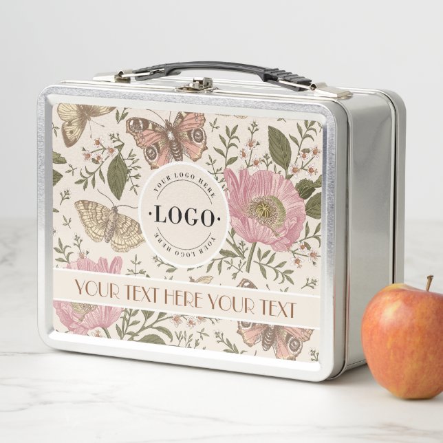 Modern Trendy Wildflower Botanical Floral Monogram Metal Lunch Box (In Situ)