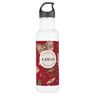 Modern Trendy Wildflower Botanical Floral Monogram Stainless Steel Water Bottle