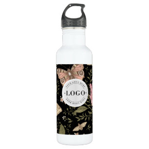 Modern Trendy Wildflower Botanical Floral Monogram Stainless Steel Water Bottle