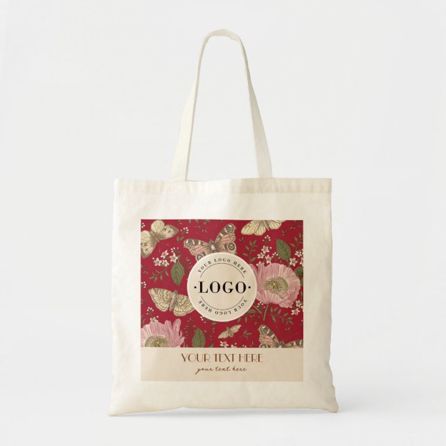Modern Trendy Wildflower Botanical Floral Monogram Tote Bag (Front)