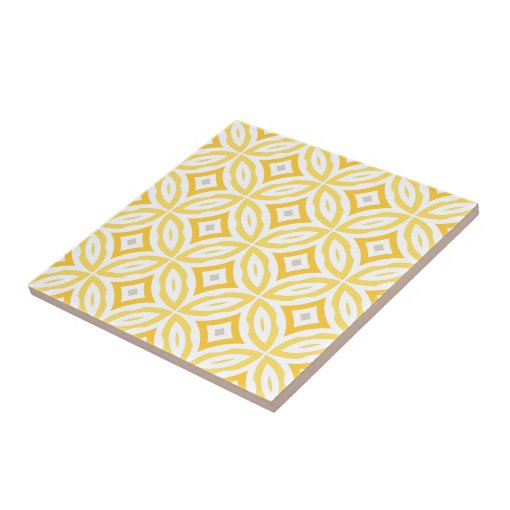 Modern Trendy Yellow Circle Geometric Pattern Ceramic Tile | Zazzle