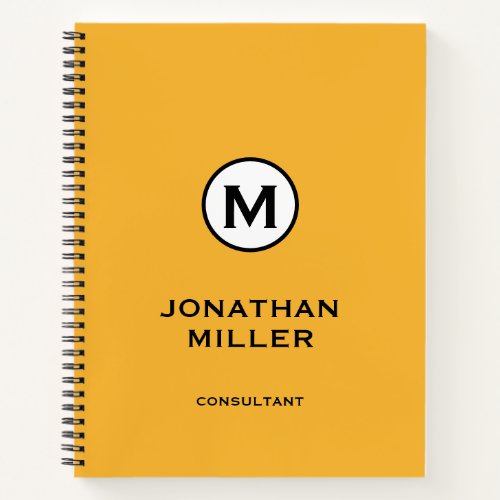Modern Trendy Yellow Monogram Notebook