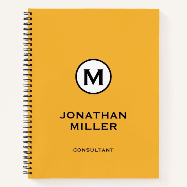 Modern Trendy Yellow Monogram Notebook (Front)