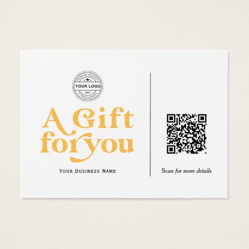 Modern Trendy Yellow Typography QR code Gift card