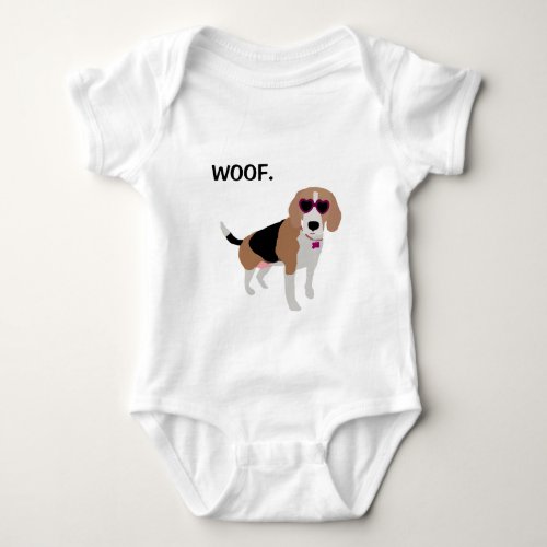 Modern tri_color beagle dog baby bodysuit