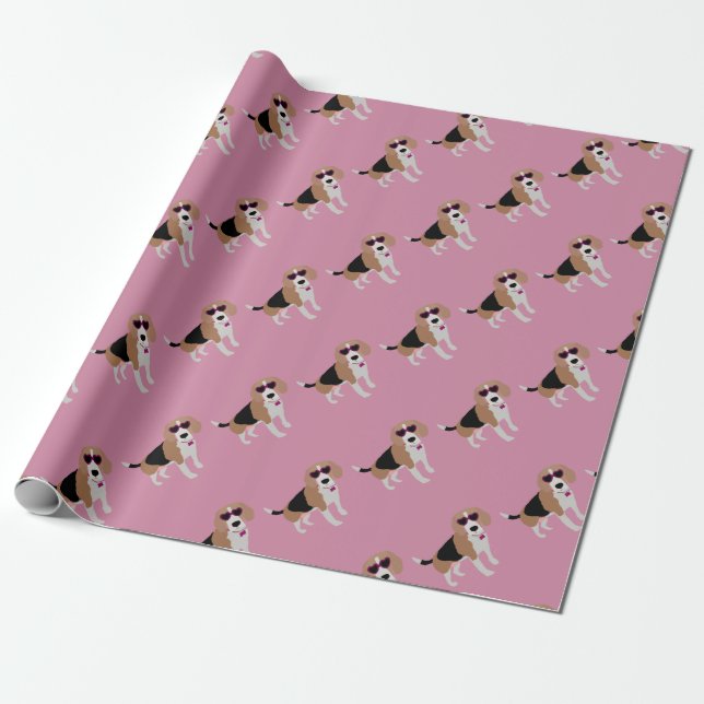 Modern tri-color beagle dog wrapping paper (Unrolled)