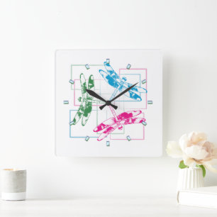 Modern Tri- Color Dragonflies Wall Clock