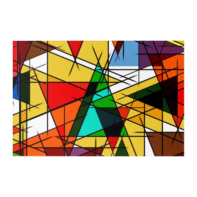 Modern Triangle Colorful Geometric  Acrylic Print (Front)