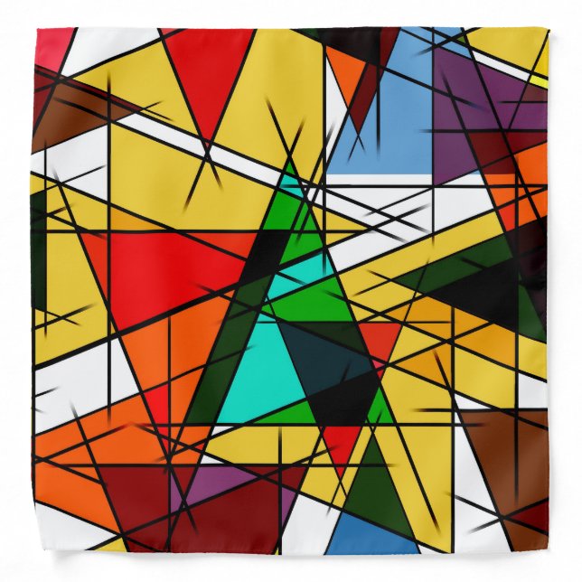 Modern Triangle Colorful Geometric  Bandana (Front)