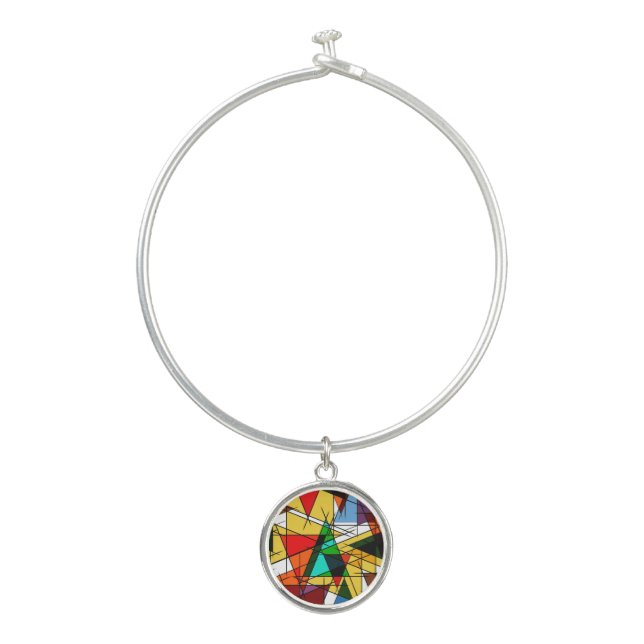 Modern Triangle Colorful Geometric  Bangle Bracelet (Front)