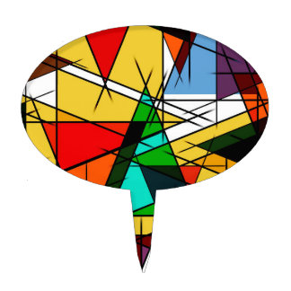 Modern Triangle Colorful Geometric Cake Topper