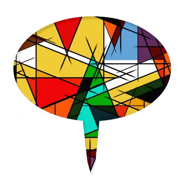 Modern Triangle Colorful Geometric  Cake Topper (Front)