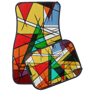 Modern Triangle Colorful Geometric  Car Floor Mat