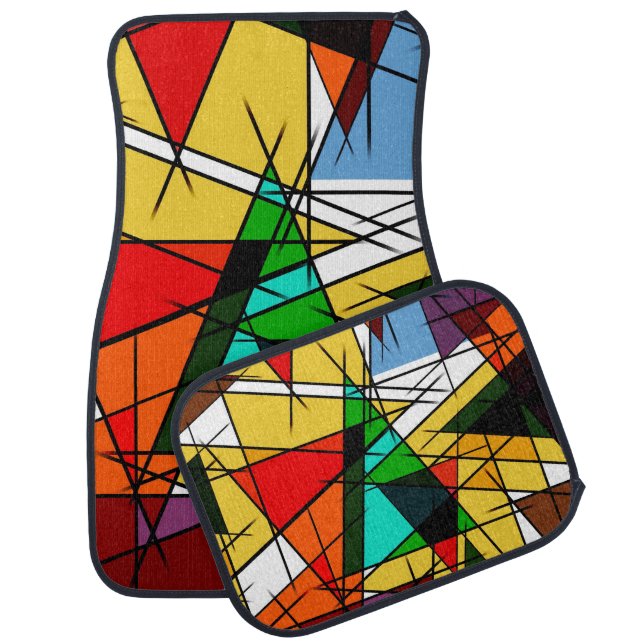 Modern Triangle Colorful Geometric  Car Floor Mat (Set)