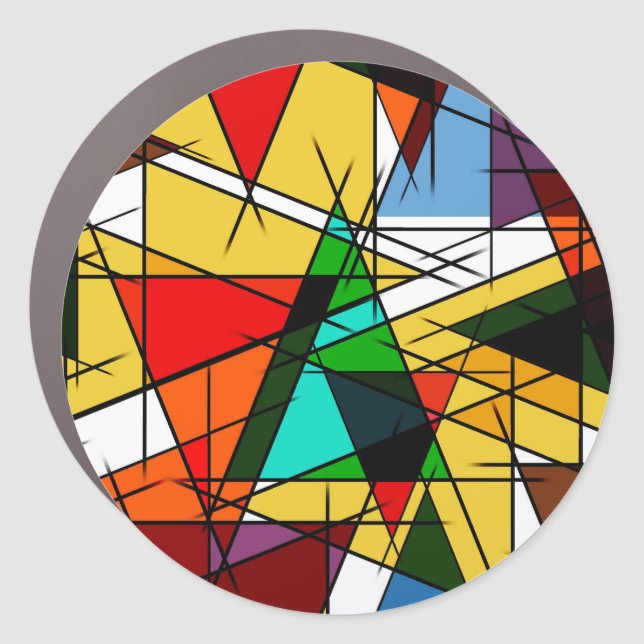 Modern Triangle Colorful Geometric  Car Magnet (Front)