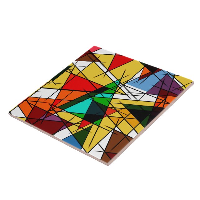 Modern Triangle Colorful Geometric  Ceramic Tile (Side)