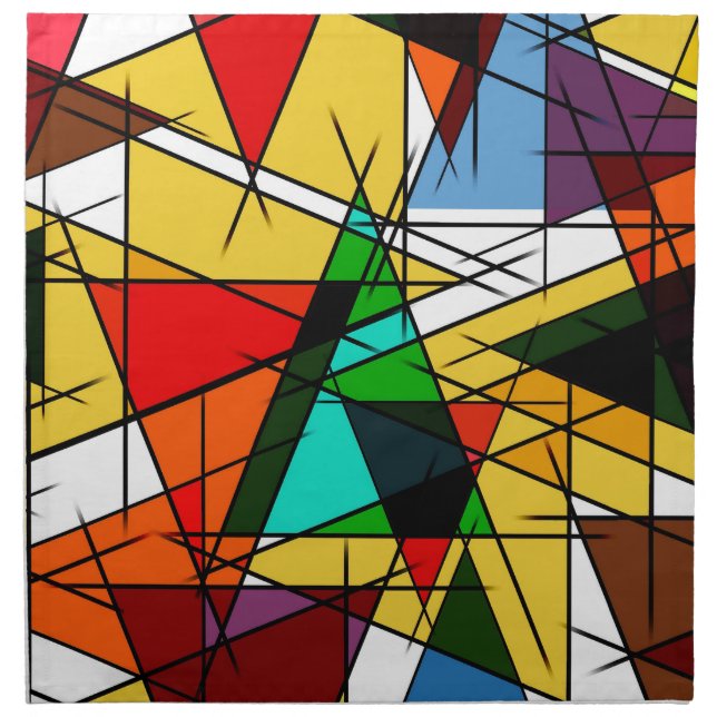 Modern Triangle Colorful Geometric  Cloth Napkin (Front)