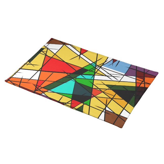 Modern Triangle Colorful Geometric  Cloth Placemat (On Table)