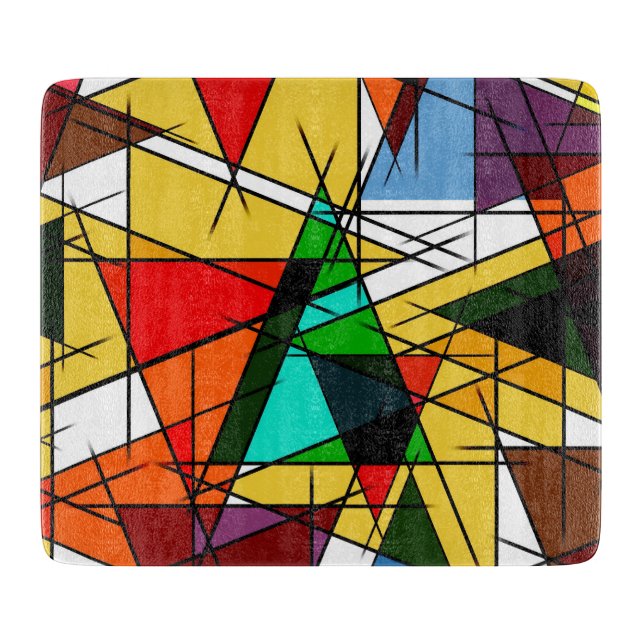 Modern Triangle Colorful Geometric  Cutting Board (Front)
