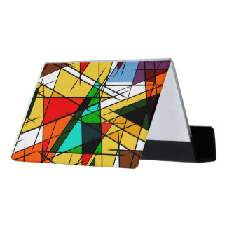 Modern Triangle Colorful Geometric Desk Business Card Holder