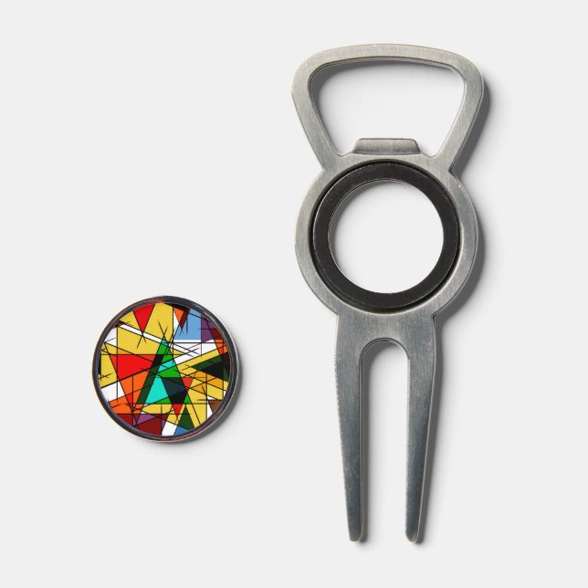 Modern Triangle Colorful Geometric  Divot Tool (Front (Open))