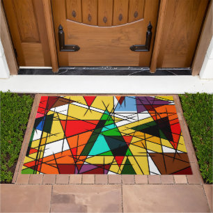 Modern Triangle Colorful Geometric  Doormat