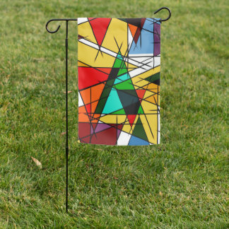Modern Triangle Colorful Geometric  Garden Flag
