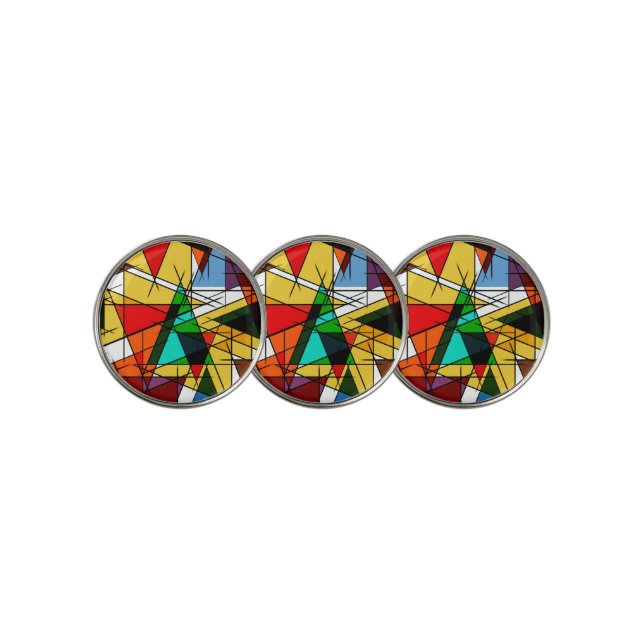 Modern Triangle Colorful Geometric  Golf Ball Marker (3 Up)