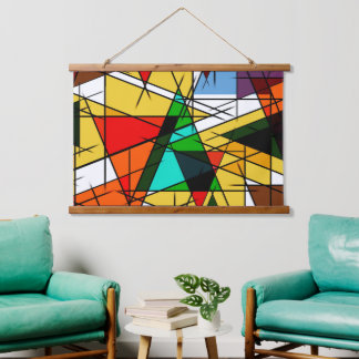 Modern Triangle Colorful Geometric Hanging Tapestry