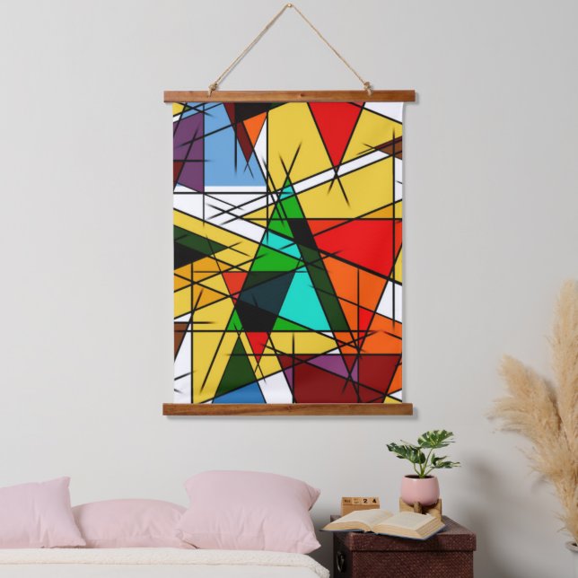 Modern Triangle Colorful Geometric  Hanging Tapestry (Bedroom)