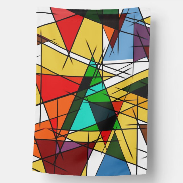 Modern Triangle Colorful Geometric  House Flag (Front)