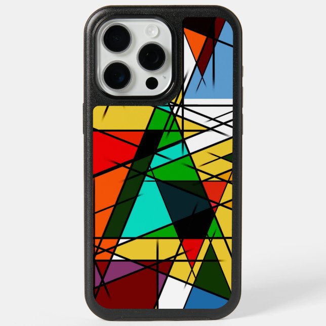 Modern Triangle Colorful Geometric  iPhone 15 Pro Max Case (Back)