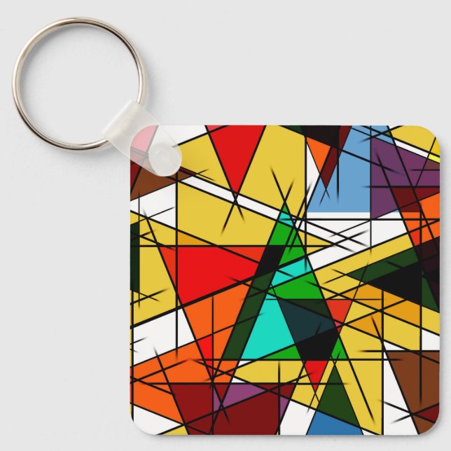 Modern Triangle Colorful Geometric  Keychain (Front)