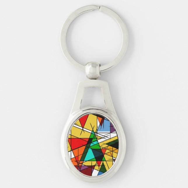 Modern Triangle Colorful Geometric  Keychain (Front)