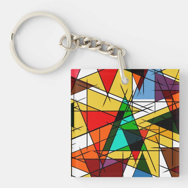 Modern Triangle Colorful Geometric  Keychain (Front)