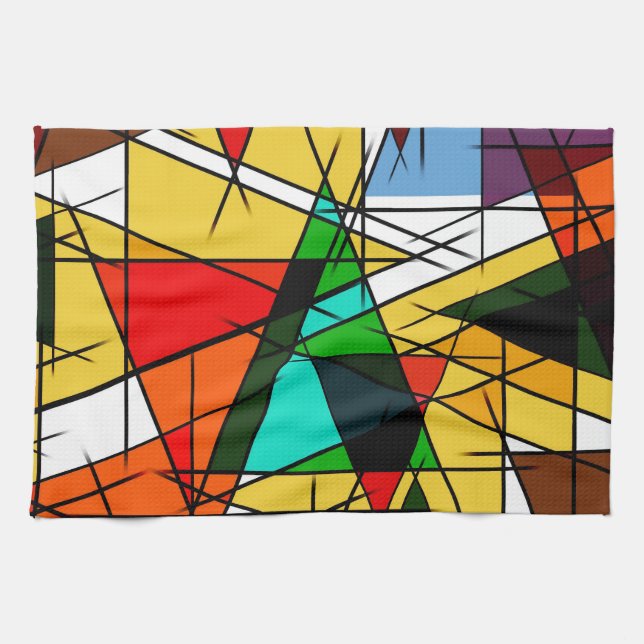 Modern Triangle Colorful Geometric  Kitchen Towel (Horizontal)