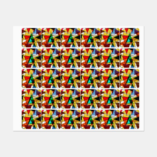 Modern Triangle Colorful Geometric  Labels (Sheet)