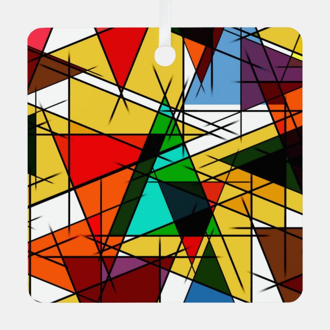Modern Triangle Colorful Geometric  Metal Ornament (Front)
