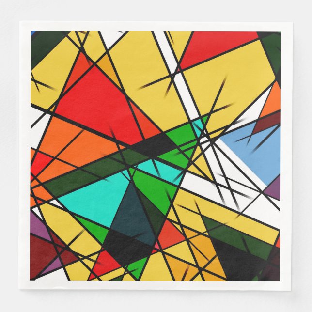 Modern Triangle Colorful Geometric  Paper Dinner Napkins (Front)