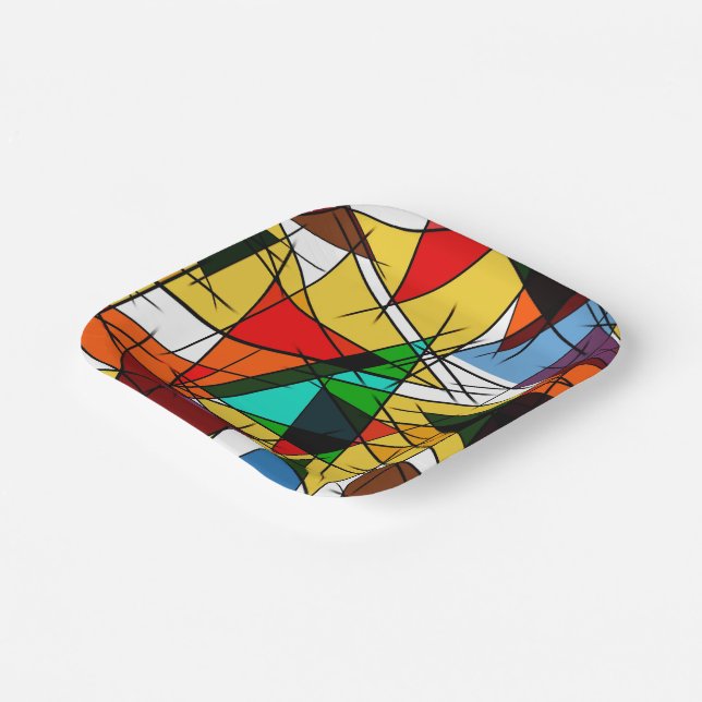 Modern Triangle Colorful Geometric  Paper Plates (Angled)